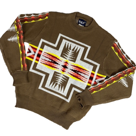 Vintage Sweaters - VINTAGE KP Aztec Patterned Sweater Size M